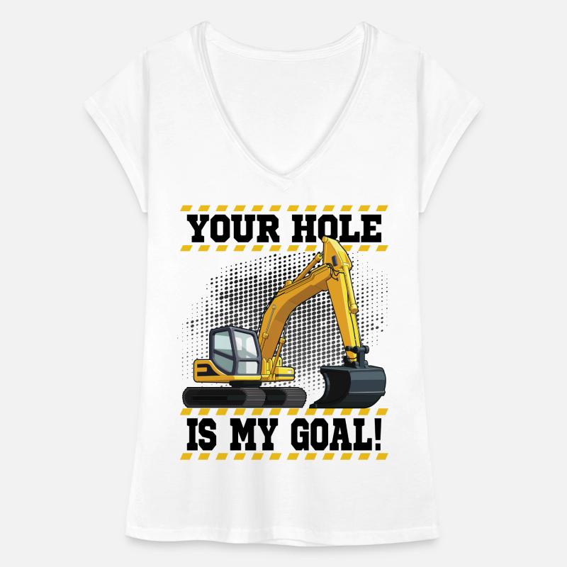 Excavator Machine Operator Work Occupation Construction Work Women's Vintage T-Shirt