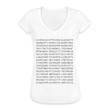 Les 500 premiers chiffres du nombre de cercle Pi 3.14 Math - T-shirt vintage Femme - blanc - Devant - Danielle (179cm)