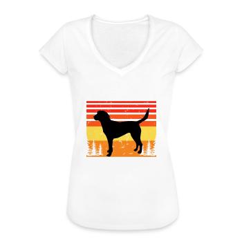 Beagle Harrier Dog Lover Silhouette Vintage Sunset - T-shirt vintage Femme - blanc - Devant - Danielle (179cm)
