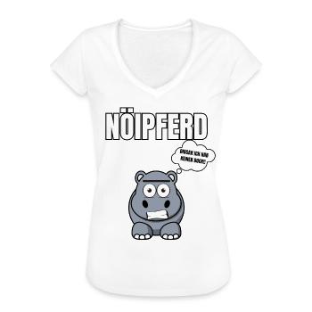 Gelangweiltes Nilpferd / Nölpferd / Keinen Bock - Frauen Vintage T-Shirt - Weiß - Vorne