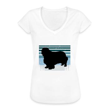 Clumber Spaniel Dog Love Silhouette Vintage Sunset - Women's Vintage T-Shirt - white - Front - Danielle (179cm)