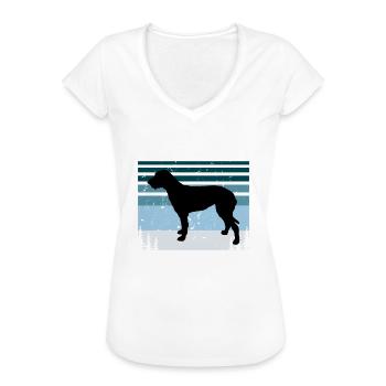 Irischer Wolfshund Hund Liebe Silhouette Vintage Sonnenuntergang - Frauen Vintage T-Shirt - Weiß - Vorne