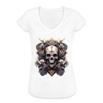 Totenkopf Skull Skulls Totenschädel Skelett - Frauen Vintage T-Shirt - Weiß - Vorne
