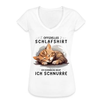 Offizielles Schlafshirt personalisiert mit Katze - Frauen Vintage T-Shirt - Weiß - Vorne - Danielle (179cm)
