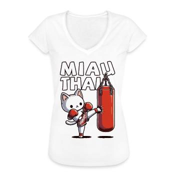 Muay Thai Boxing, Thai Boxing Kickboxen Miau Thai - Frauen Vintage T-Shirt - Weiß - Vorne