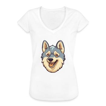 Swedish Vallhund Dog Breed Watercolor Cartoon Kawa - Women's Vintage T-Shirt - white - Front - Danielle (179cm)
