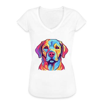 Labrador Hund Rasse Aquarell Karikatur Kawaii Farbe - Frauen Vintage T-Shirt - Weiß - Vorne