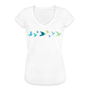 Origami Vogelzug - Frauen Vintage T-Shirt - Weiß - Vorne