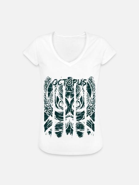 Oktopus - Frauen Vintage T-Shirt - Weiß