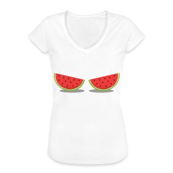 Melonen - lustiger Brust Brüste Spruch - Frauen Vintage T-Shirt - Weiß - Vorne