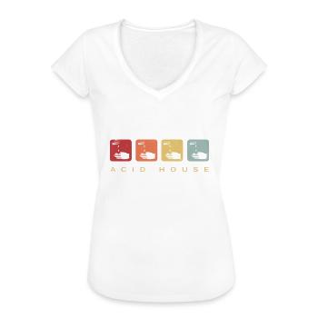 Acid House Ätzend Retro Vintage - Frauen Vintage T-Shirt - Weiß - Vorne