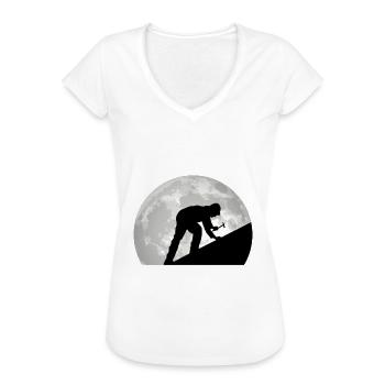 Roofer Moon House Roof Roof Tiles Roof - Women's Vintage T-Shirt - white - Front - Danielle (179cm)
