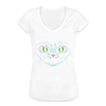 Grinse Katze - Frauen Vintage T-Shirt - Weiß - Vorne