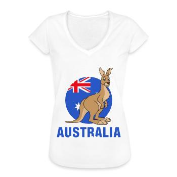 Känguru Australien ruft Outback-Flagge niedliche K - Frauen Vintage T-Shirt - Weiß - Vorne