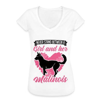 Malinois Mädchen Belgischer Schäferhund - Frauen Vintage T-Shirt - Weiß - Vorne - Danielle (179cm)