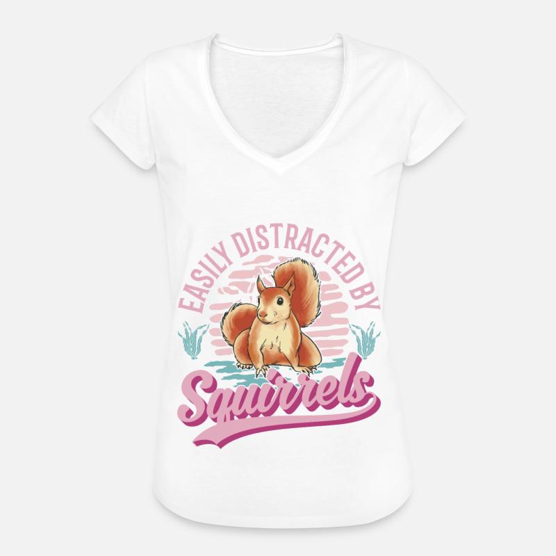 Easily distracted by Squirrels Eichhörnchen - Women's Vintage T-Shirt - white