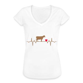 kuh kühe herzschlag herz rind rinder farm bauer - Frauen Vintage T-Shirt - Weiß - Vorne - Danielle (179cm)