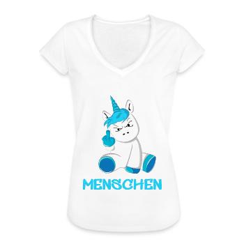 Ich hasse Menschen Einhorn Unicorn - Frauen Vintage T-Shirt - Weiß - Vorne