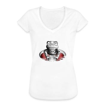 Frosch mit Schwimmring - Frauen Vintage T-Shirt - Weiß - Vorne - Danielle (179cm)