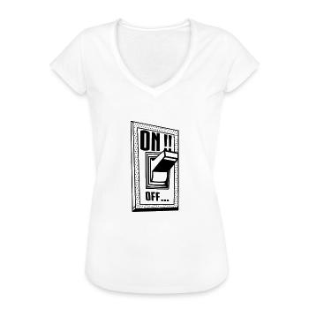 Schalter ON / OFF - Frauen Vintage T-Shirt - Weiß - Vorne - Danielle (179cm)