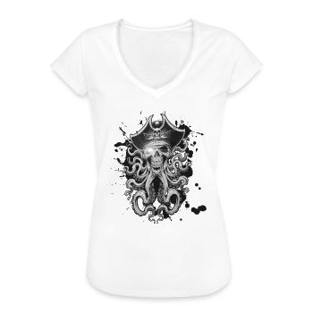 Tentakel-Piraten - Frauen Vintage T-Shirt - Weiß - Vorne - Danielle (179cm)