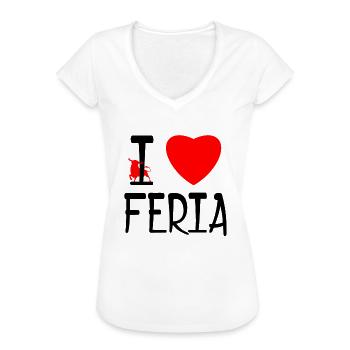 I love feria - T-shirt vintage Femme - blanc - Devant - Danielle (179cm)