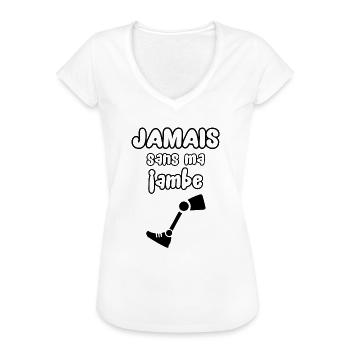 Jamais sans ma jambe - T-shirt vintage Femme - blanc - Devant - Danielle (179cm)