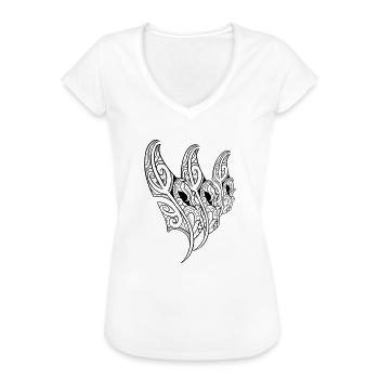 Dreifache Zier- / Polynesische Maori-Feder - Frauen Vintage T-Shirt - Weiß - Vorne - Danielle (179cm)