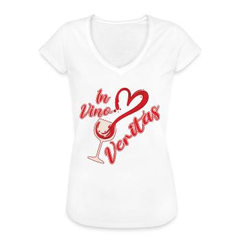 In Vino Veritas Herzglas - Frauen Vintage T-Shirt - Weiß - Vorne