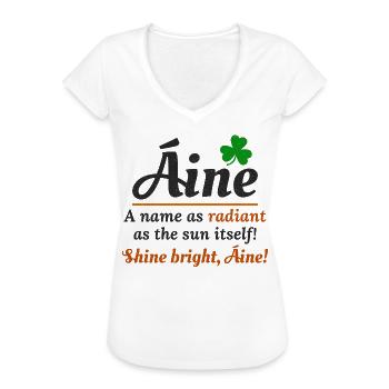 Drôle de nom de fille irlandaise : Áine - nom radieux - T-shirt vintage Femme - blanc - Devant - Danielle (179cm)