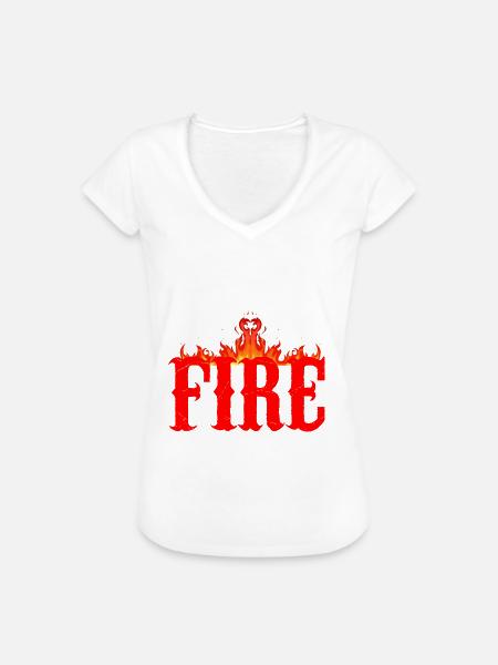 Fire - Frauen Vintage T-Shirt - Weiß