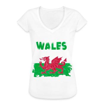 Wales Flagge St Davids Day Cymraeg Waliser Wappen - Frauen Vintage T-Shirt - Weiß - Vorne