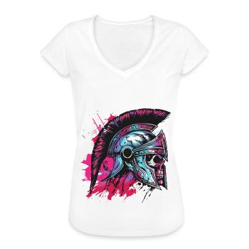 Spartaner Totenkopf Helm - Frauen Vintage T-Shirt - Weiß - Vorne