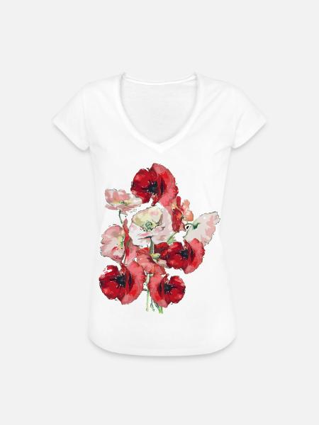 Mohnblumen - Frauen Vintage T-Shirt - Weiß