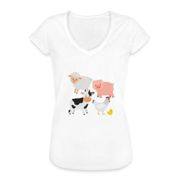 Vegetarier - Frauen Vintage T-Shirt - Weiß - Vorne