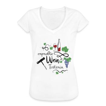 Erprobte Weintesterin. Rotwein Kellner Spruch - Frauen Vintage T-Shirt - Weiß - Vorne - Danielle (179cm)