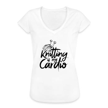 Stickning är min cardio stickning stickning rolig - Vintage-T-shirt dam - vit - Fram