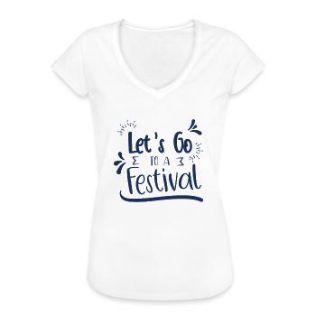 Allons à un festival festival fête - T-shirt vintage Femme - blanc - Devant - Danielle (179cm)
