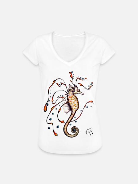 Seepferdchen - Frauen Vintage T-Shirt - Weiß