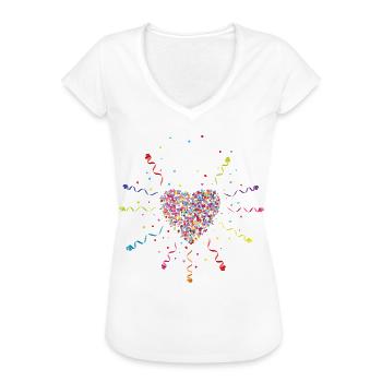 Mainz im Herz Karneval Fasching Fasnacht Konfetti - Frauen Vintage T-Shirt - Weiß - Vorne