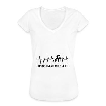 C'est dans mon ADN Natation Cadeau sport - T-shirt vintage Femme - blanc - Devant