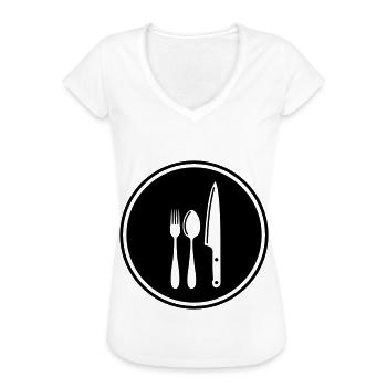 Couverts à la fourchette - T-shirt vintage Femme - blanc - Devant - Danielle (179cm)