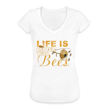 life is better with bees - Frauen Vintage T-Shirt - Weiß - Vorne