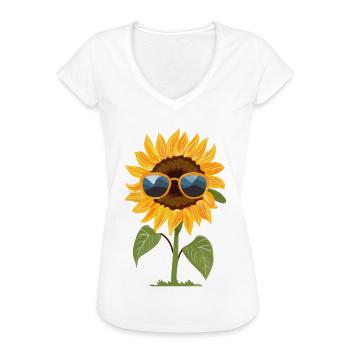Sunflower with sunglasses - Women's Vintage T-Shirt - white - Front - Danielle (179cm)