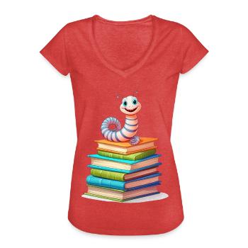 Topo di biblioteca - Maglietta vintage donna - rosso melange - Fronte - Danielle (179cm)