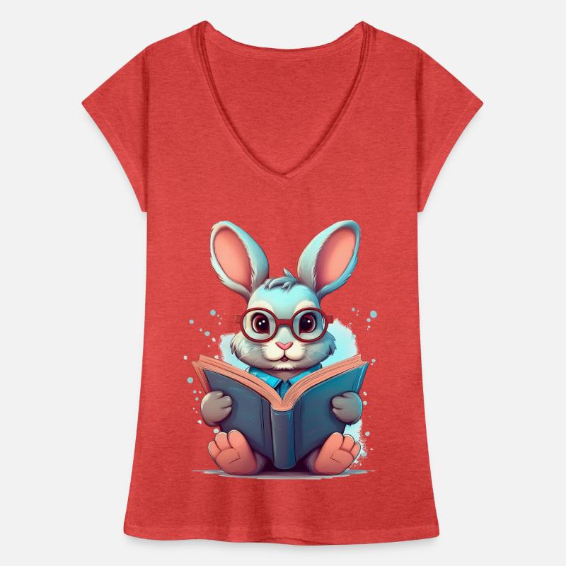 Ein Hase mit Brille liest ein Buch – Schulanfang Frauen Vintage T-Shirt