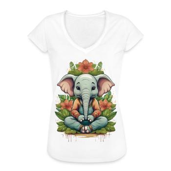 Ein Elefant, der Yoga macht - Frauen Vintage T-Shirt - Weiß - Vorne