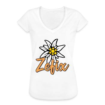 Edelweiß Zefix Dialekt Bayern Geschenk - Frauen Vintage T-Shirt - Weiß - Vorne