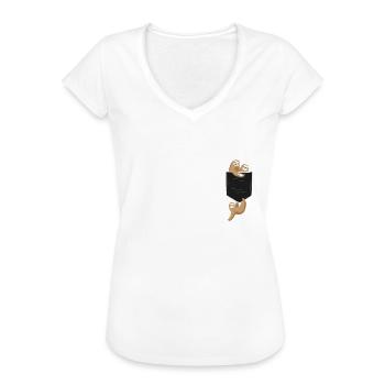 Faultiere in Brusttasche - Frauen Vintage T-Shirt - Weiß - Vorne