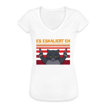 Es Eskaliert Eh Katze Vintage lustiges Katzen - Frauen Vintage T-Shirt - Weiß - Vorne